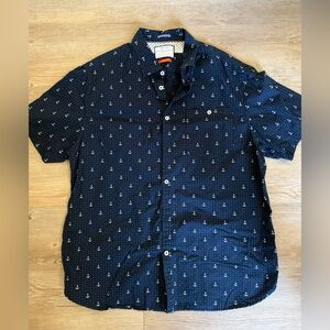 Denim & Flower Anchor Print Navy Blue Men's Casual Shirt